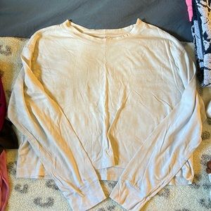 American Eagle Tan/White Crop Top Long Sleeve Size Medium